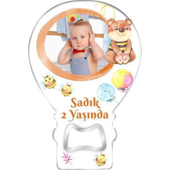 Arı Kostümlü Ayıcık Temalı Balon Ahşap Magnet 