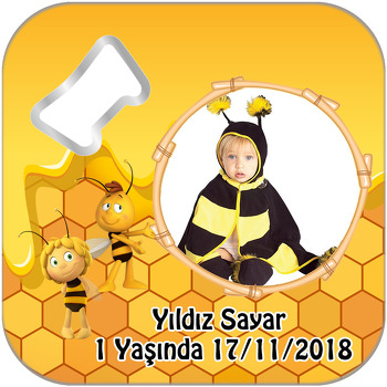 Arı Maya Temalı Kare Magnet Açacak