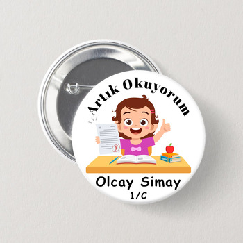 Artık Okuyorum ile Çalışkan Kız Öğrenci Temalı İğneli Buton Rozet