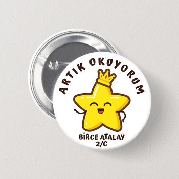 Artık Okuyorum Taçlı Yıldız Temalı İğneli Buton Rozet