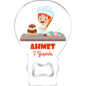 Aşçı Erkek Çocuk Temalı Balon Ahşap Magnet 
