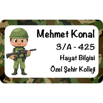 Asker Temalı Defter Etiketi
