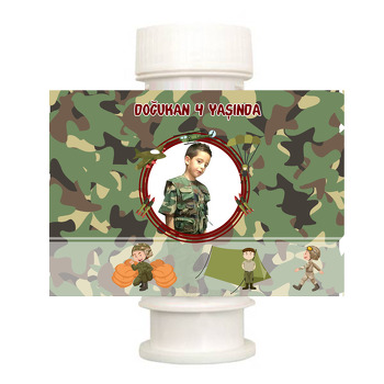 Asker Temalı Köpük Baloncuk Etiketi