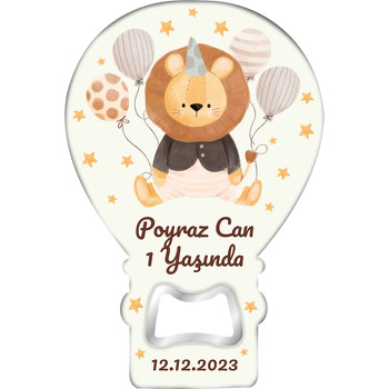 Aslan Bohem Renkler Temalı Balon Ahşap Magnet 