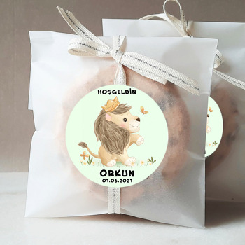 Aslan ile Kelebek Yeşil Fon Temalı Sticker