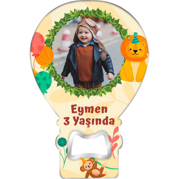 Aslan ile Parti Temalı Balon Ahşap Magnet 