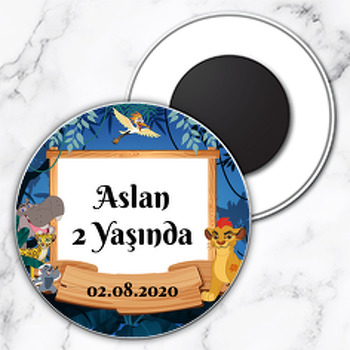 Aslan Koruyucular Temalı Daire Plastik Magnet