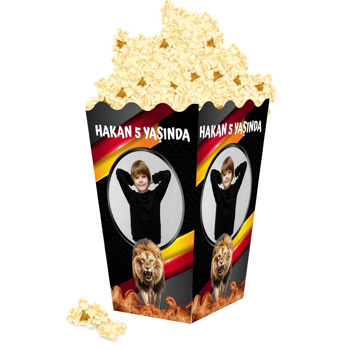 Aslan Sarı Kırmızı Fon Temalı Popcorn Kutusu