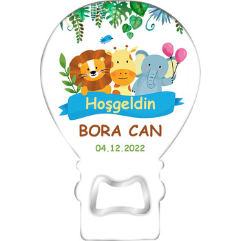 Aslan Zürafa ve Fil ile Mavi Flama Temalı Balon Magnet Açacak