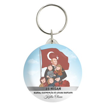 Atatürk ile Çocuklar ve Bayrak Temalı Anahtarlık