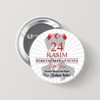 Atatürk ile Öğretmenler Günü Temalı İğneli Buton Rozet