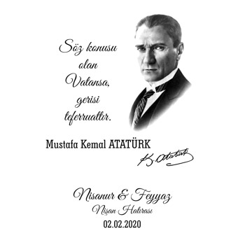 Atatürk Siyah Beyaz  Portre Temalı Doğum Günü Magnet