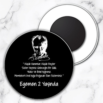 Atatürk Temalı Daire Plastik Magnet