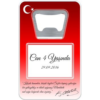 Atatürk ve Bayrak Temalı Dikdörtgen Magnet Açacak