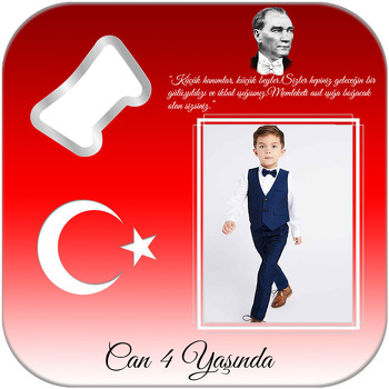 Atatürk ve Bayrak Temalı Kare Magnet Açacak