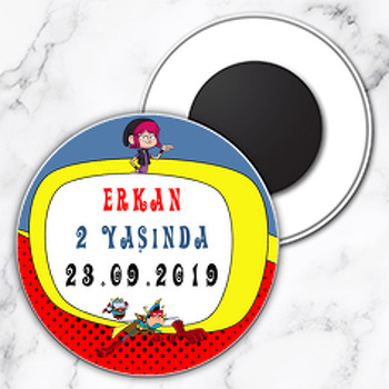 Atomik Kukla Temalı Daire Plastik Magnet