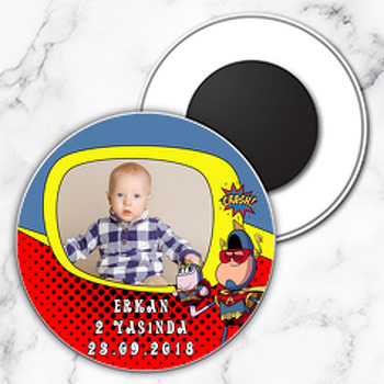 Atomik Kukla  Temalı Resimli Daire Plastik Magnet