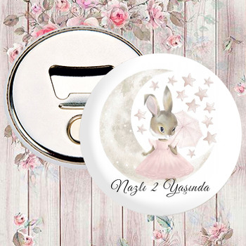 Ayda Pembe Elbiseli Tavşan Temalı Magnet Açacak
