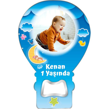 Ayda Uyuyan Kukuletalı Ayıcık Temalı Balon Ahşap Magnet 