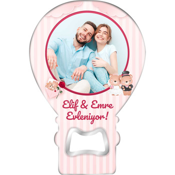 Ayıcık Gelin ile Damat Temalı Resimli Balon Magnet Açacak