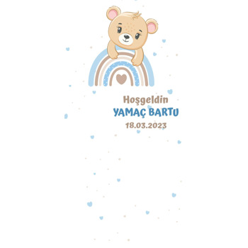 Ayıcık ile Mavi Gökkuşağı Temalı Hediyelik Kart