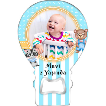 Ayıcık ile Rakun Temalı Resimli Balon Magnet Açacak