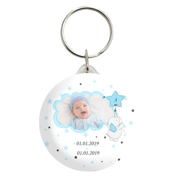 Baby Fil Mavi   Temalı Fotoğraflı Anahtarlık