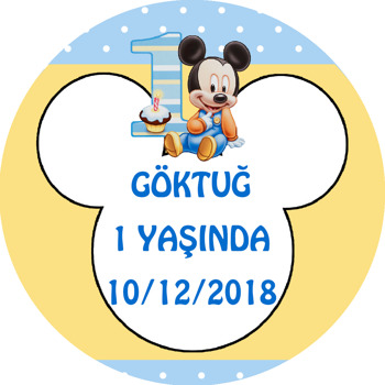 Baby Mickey Temalı Akrilik Daire Magnet