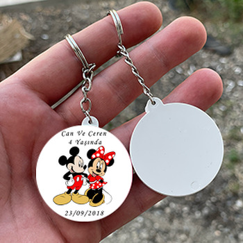 Baby Mickey Temalı Daire Plastik Anahtarlık