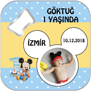 Baby Mickey Temalı Kare Magnet Açacak