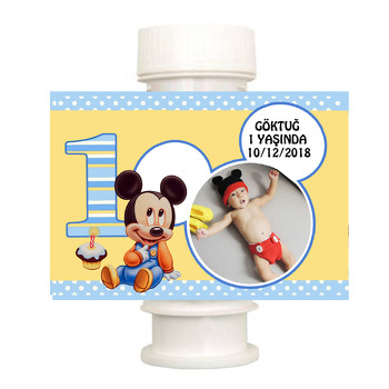 Baby Mickey Temalı Köpük Baloncuk Etiketi