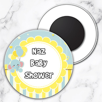 Baby Shower Fil Temalı Daire Plastik Magnet