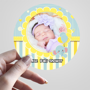 Baby Shower Fil Temalı Resimli Sticker