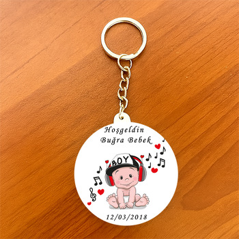 Baby Temalı Daire Plastik Anahtarlık