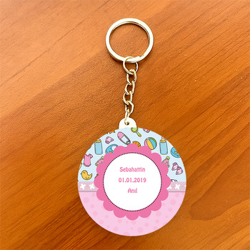 Baby Toy Temalı Daire Plastik Anahtarlık