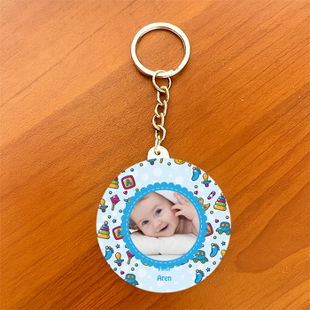 Baby Toy Temalı Resimli Daire Plastik Anahtarlık