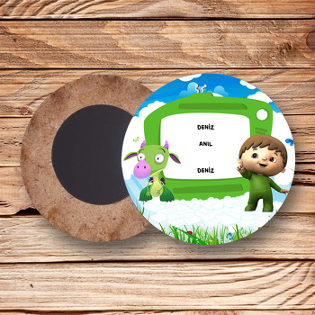 Baby Tv  Temalı Ahşap Daire Magnet
