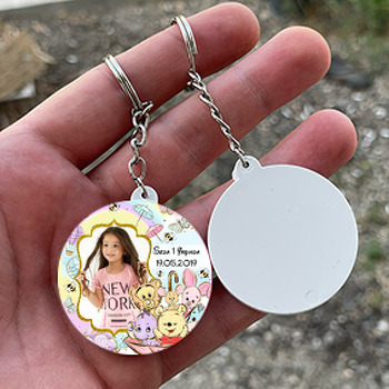 Baby Winnie The Pooh Temalı Resimli Daire Plastik Anahtarlık