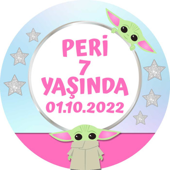 Baby Yoda Temalı Akrilik Daire Magnet