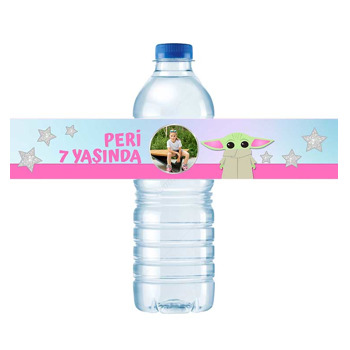 Baby Yoda Temalı Su Şişesi Etiketi