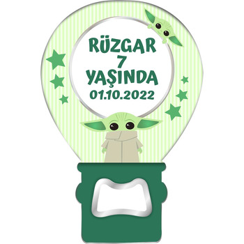 Baby Yoda Yeşil Fon Temalı Balon Magnet Açacak