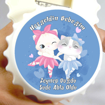 Balerin Kediler Temalı Kapak Şekilli Açacak Magnet