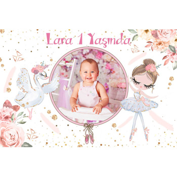 Balerin ve Kuğu Temalı Plastik Doğum Günü Magnet