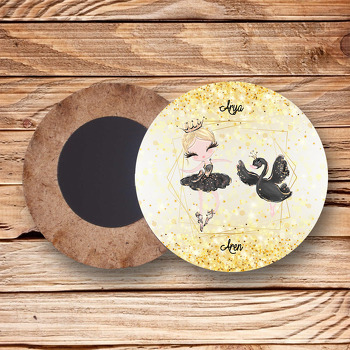 Balerin Ve Siyah Kuğu Temalı Ahşap Daire Magnet