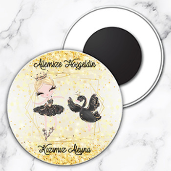 Balerin Ve Siyah Kuğu Temalı Daire Plastik Magnet