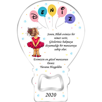 Balerina ve Beş Harfli isim Balon Temalı Hoşgeldin Bebek Balon Magnet Açacak