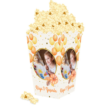 Balkabağı ile Balonlar Temalı Popcorn Kutusu