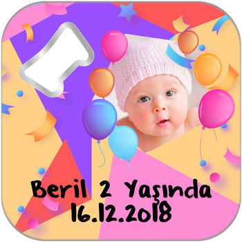 Balon ve Confetti Temalı Kare Magnet Açacak