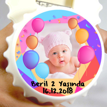 Balon ve Confetti Temalı Resimli Kapak Şekilli Magnet Açacak