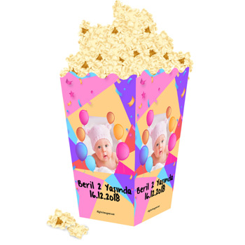 Balon ve Confetti Temalı Temalı Popcorn Kutusu